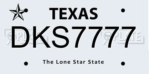 DKS7777 Texas License Plate
