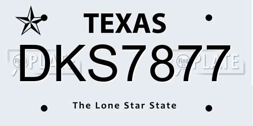 DKS7877 Texas License Plate