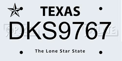 DKS9767 Texas License Plate