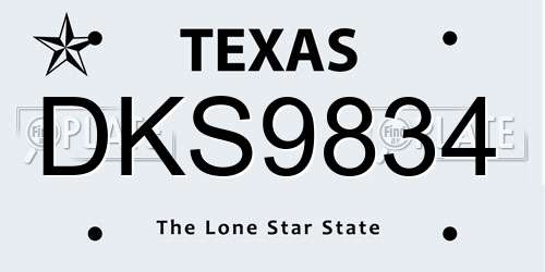 DKS9834 Texas License Plate