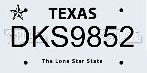 DKS9852 Texas License Plate