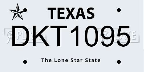 DKT1095 Texas License Plate