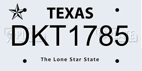 DKT1785 Texas License Plate
