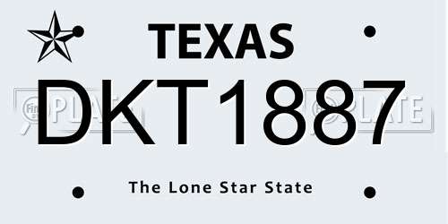 DKT1887 Texas License Plate