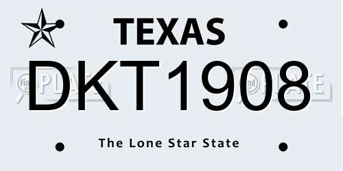 DKT1908 Texas License Plate