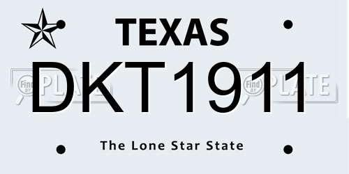 DKT1911 Texas License Plate