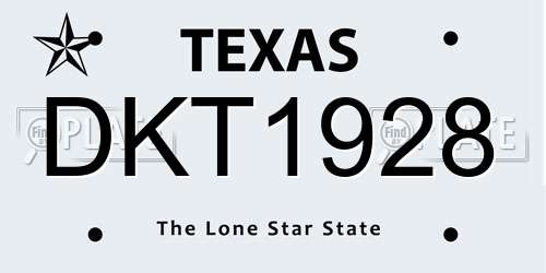 DKT1928 Texas License Plate