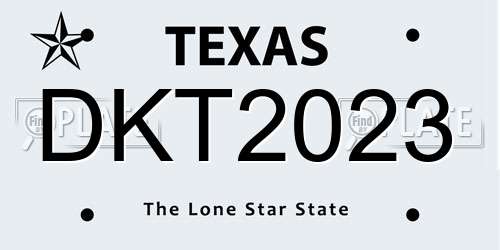 DKT2023 Texas License Plate