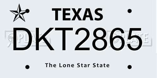 DKT2865 Texas License Plate