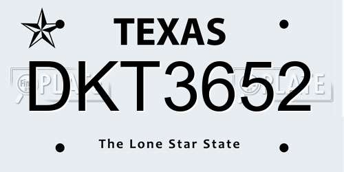 DKT3652 Texas License Plate