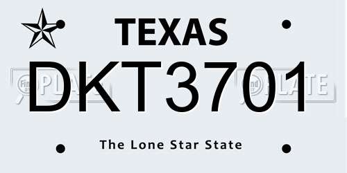 DKT3701 Texas License Plate