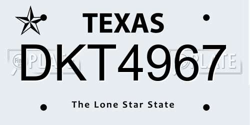 DKT4967 Texas License Plate