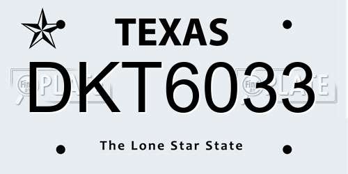 DKT6033 Texas License Plate