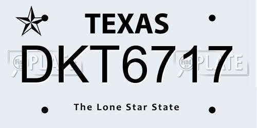 DKT6717 Texas License Plate