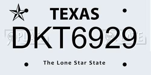 DKT6929 Texas License Plate