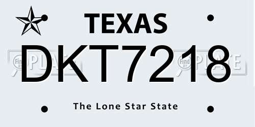 DKT7218 Texas License Plate