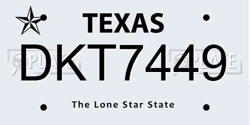 DKT7449 Texas License Plate