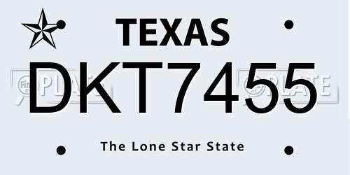 DKT7455 Texas License Plate