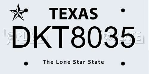 DKT8035 Texas License Plate