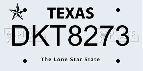DKT8273 Texas License Plate