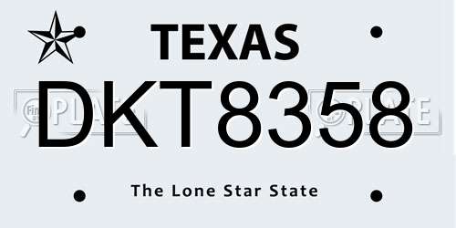 DKT8358 Texas License Plate