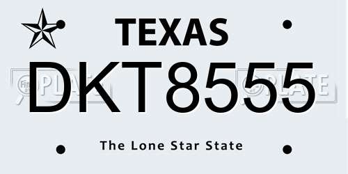 DKT8555 Texas License Plate