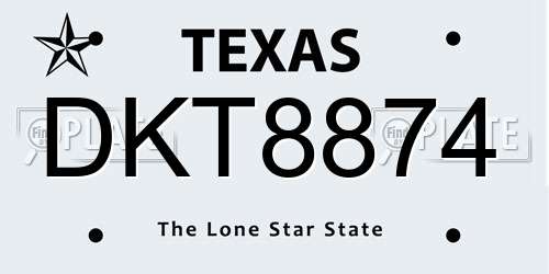 DKT8874 Texas License Plate