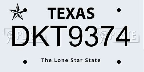 DKT9374 Texas License Plate