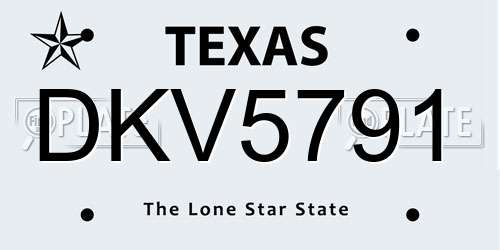 DKV5791 Texas License Plate
