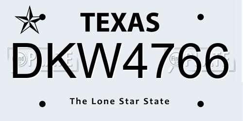 DKW4766 Texas License Plate