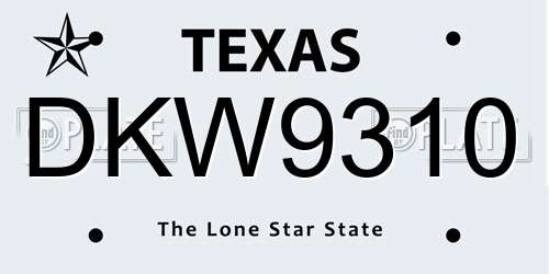 DKW9310 Texas License Plate