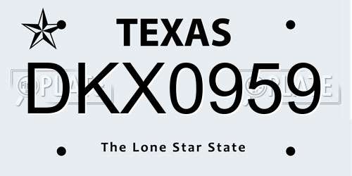 DKX0959 Texas License Plate