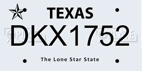 DKX1752 Texas License Plate