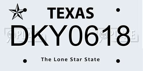 DKY0618 Texas License Plate
