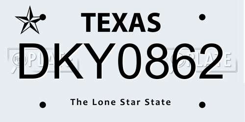 DKY0862 Texas License Plate