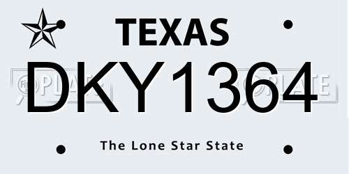 DKY1364 Texas License Plate