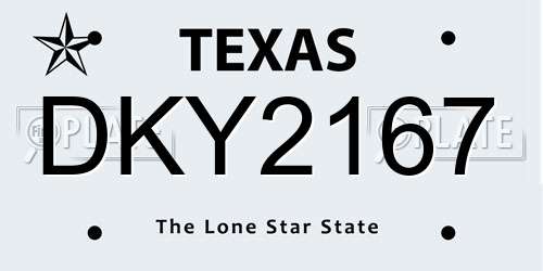 DKY2167 Texas License Plate