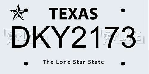 DKY2173 Texas License Plate
