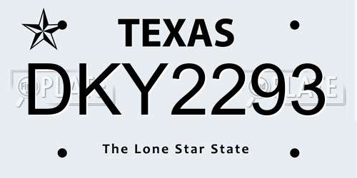 DKY2293 Texas License Plate