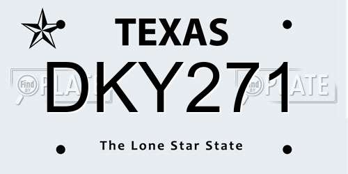 DKY271 Texas License Plate