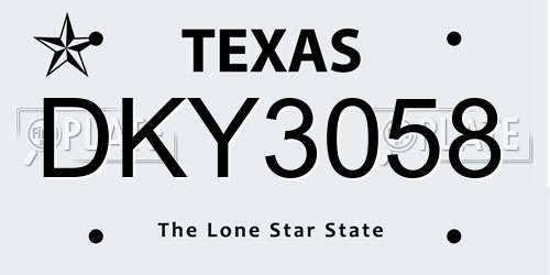 DKY3058 Texas License Plate
