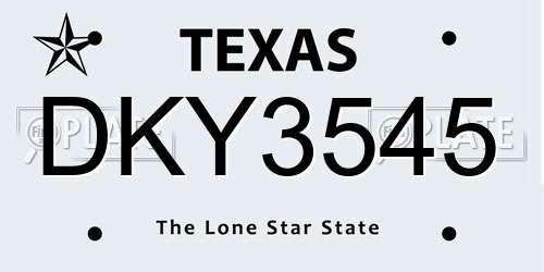 DKY3545 Texas License Plate