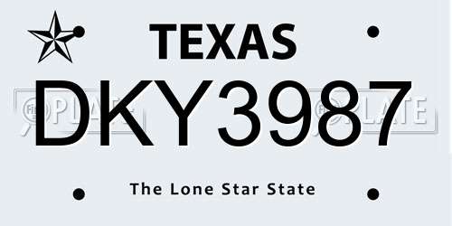 DKY3987 Texas License Plate