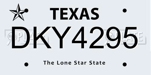 DKY4295 Texas License Plate