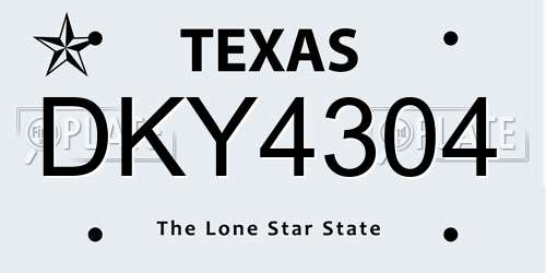 DKY4304 Texas License Plate