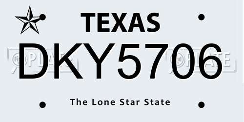 DKY5706 Texas License Plate