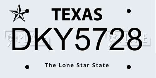 DKY5728 Texas License Plate