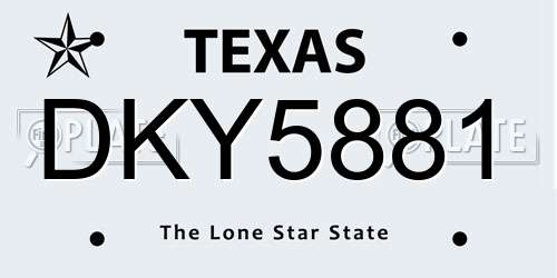 DKY5881 Texas License Plate