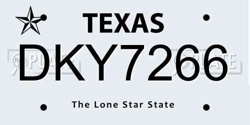 DKY7266 Texas License Plate