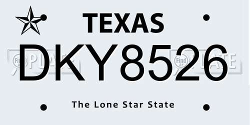 DKY8526 Texas License Plate